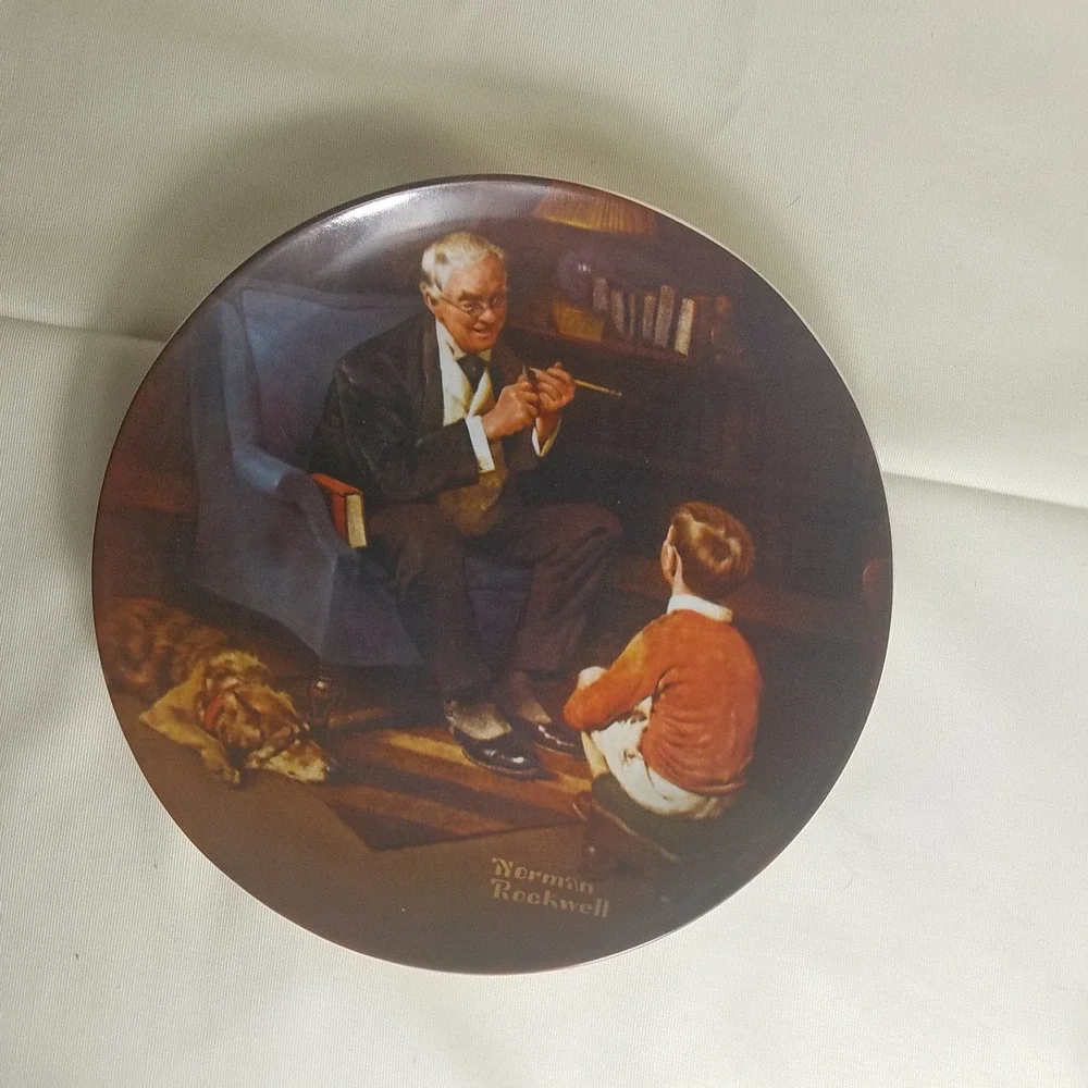 Knowles Norman Rockwell The Tycoon Plate Brown 1982 Heritage authentic